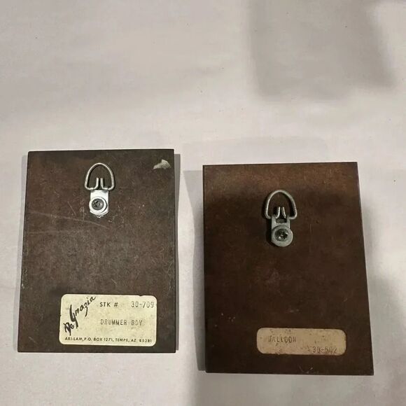 Vintage Ted DeGrazia Art on Wood Plaques Wall Decor Vintage Girl with Ballon and - Picture 2 of 2